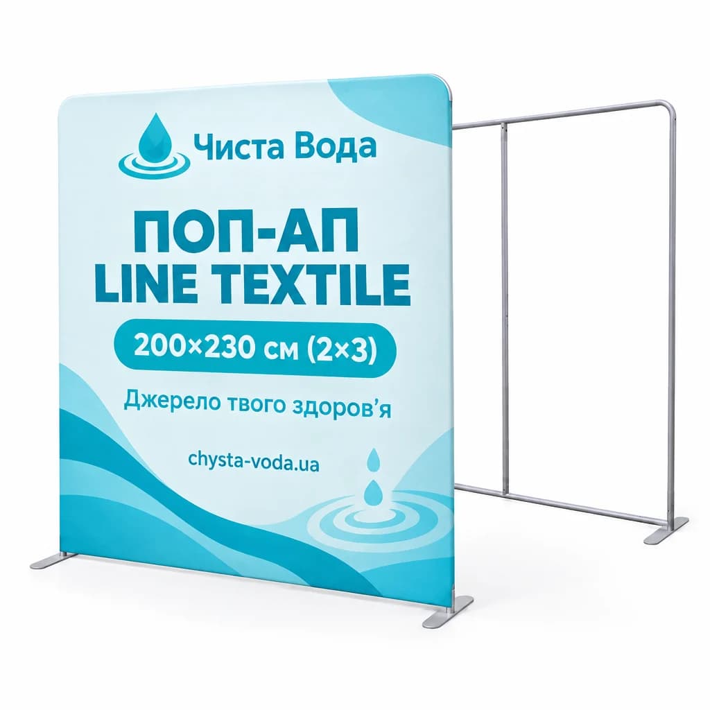 Поп-ап Line Textile 200×230 см: конструкція з друком
