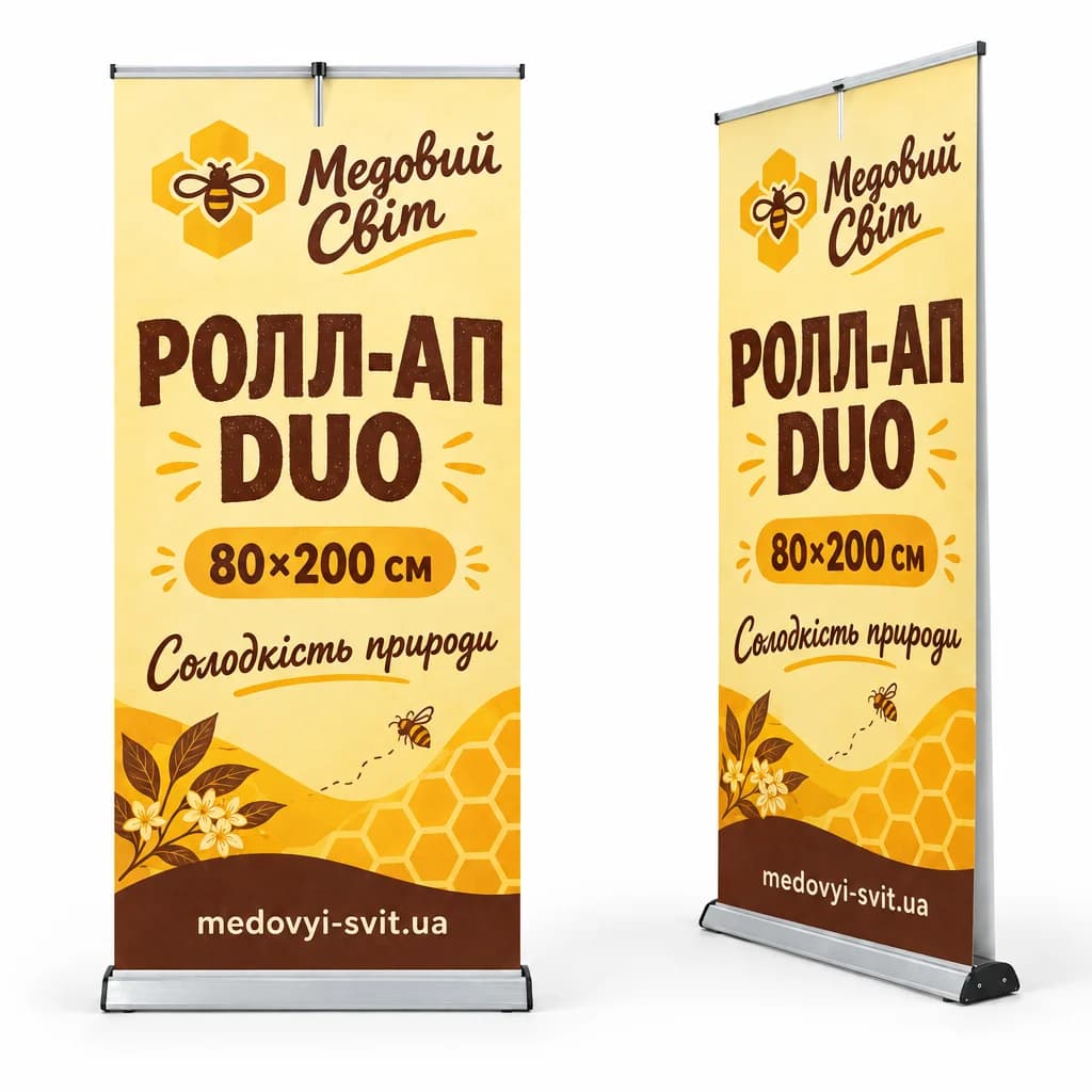 Ролл-ап Duo 80×200 см: конструкція з друком