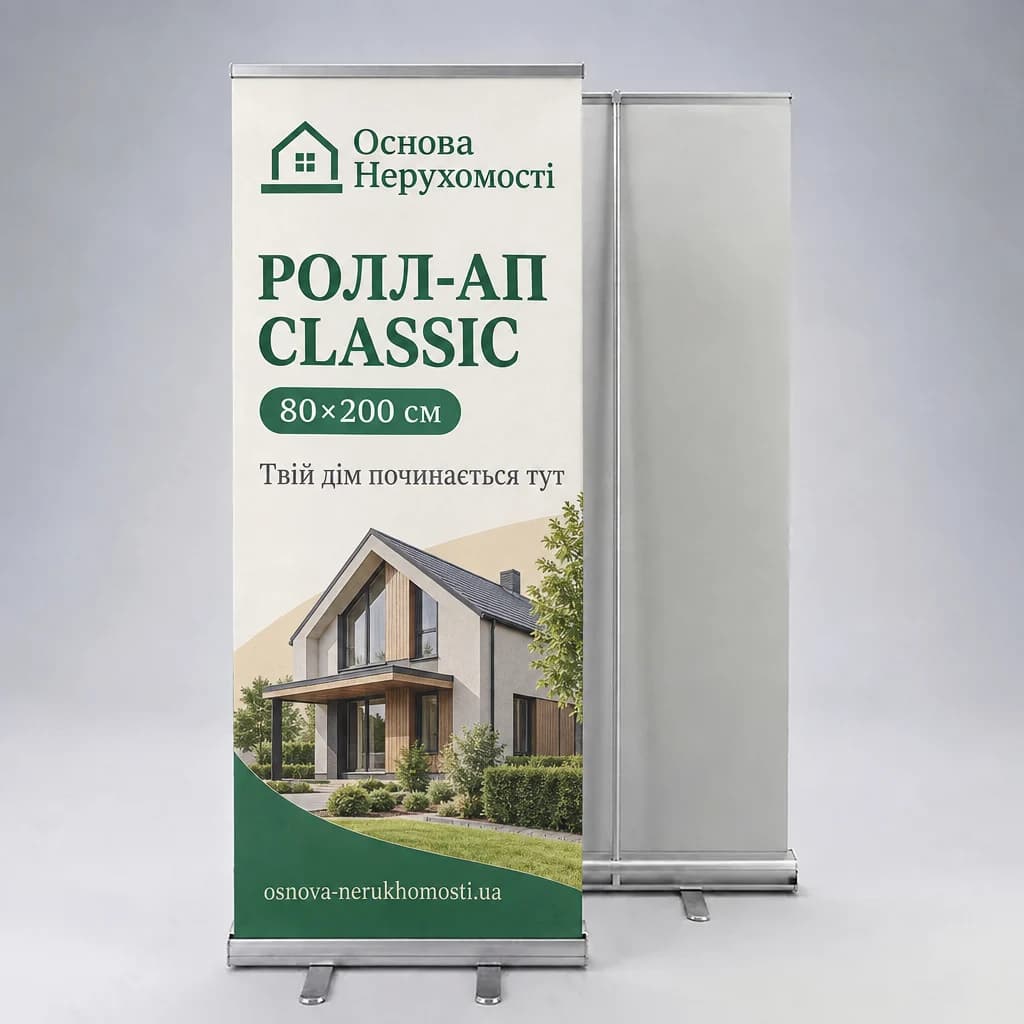 Ролл-ап Classic 80×200 см: конструкція з друком