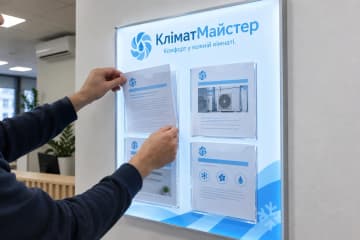 Стенд з підсвіткою і кишенями: в одну вставляють аркуш