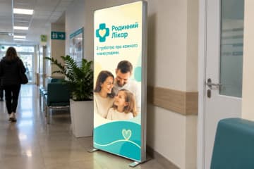 Вертикальний лайтбокс у коридорі медичної клініки