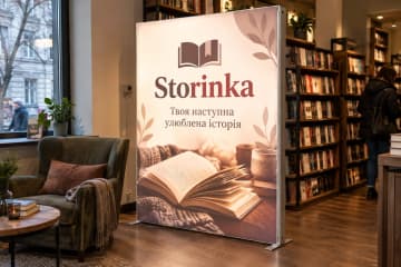 Мобільний лайтбокс у книгарні
