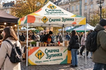 Торговий намет з друком на ярмарку вуличної їжі