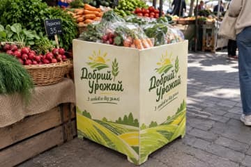 Промо-куб з овочами на фермерському ринку